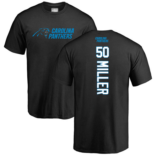 Carolina Panthers Men Black Christian Miller Backer NFL Football #50 T Shirt->nfl t-shirts->Sports Accessory